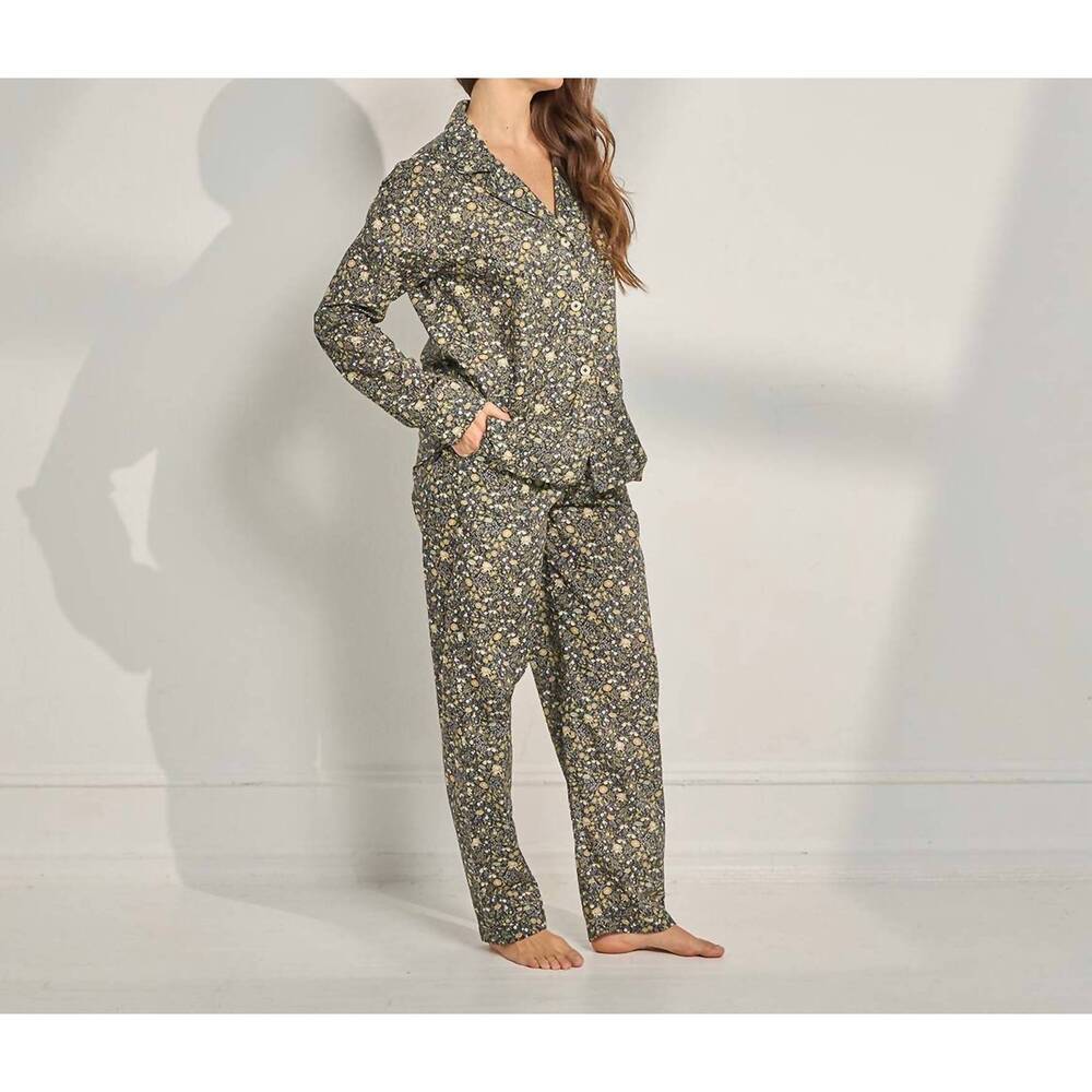 NEW THE SLEEP CODE floral organic cotton long pajama set in autumn floral - Picture 4 of 6
